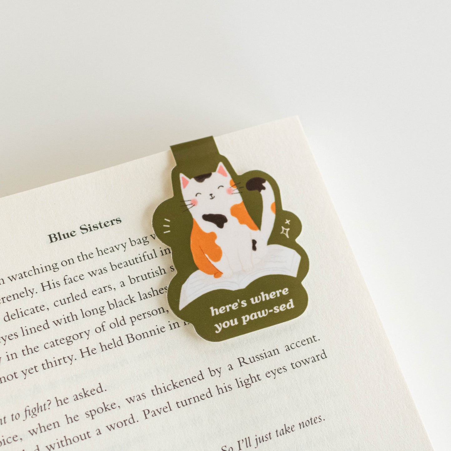 Cat Magnetic Bookmark - Here's Where You Paw-sed