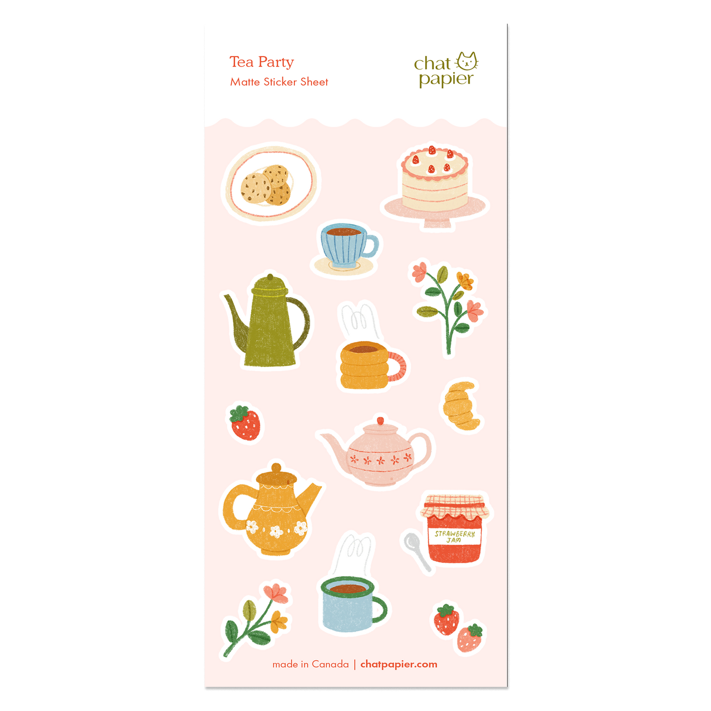 Feuille d'autocollants Tea Party