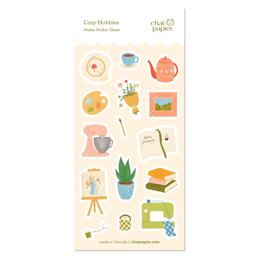 Cozy Hobbies Sticker Sheet