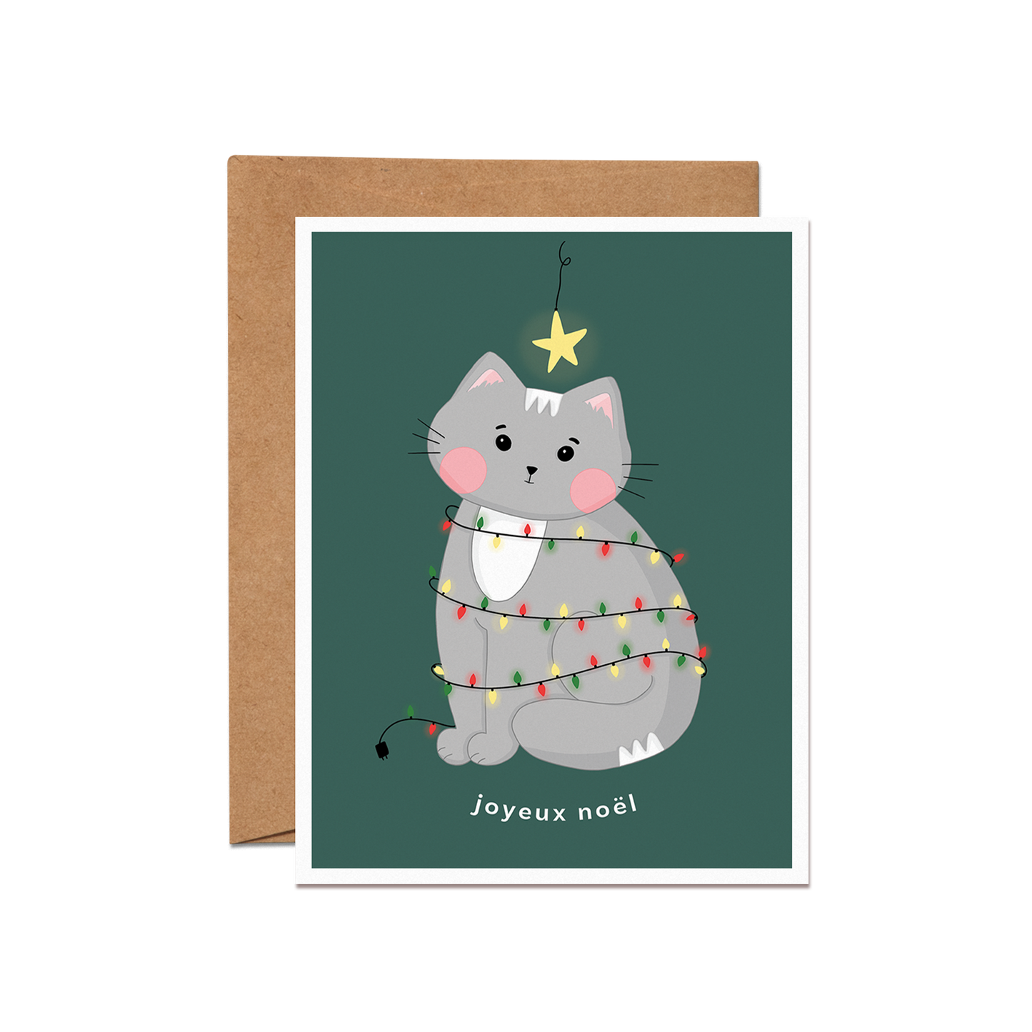 Christmas Cat French Card