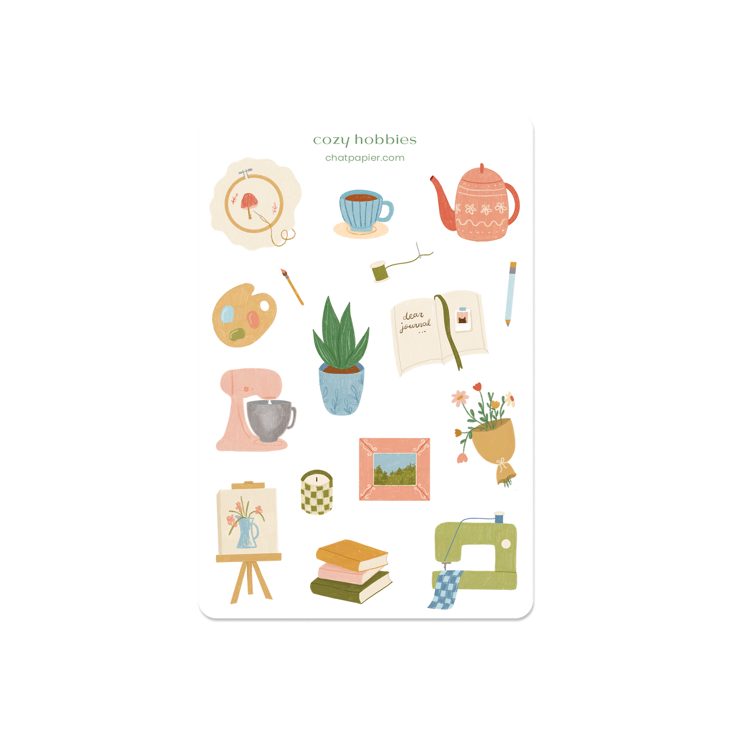 Cozy Hobbies Sticker Sheet