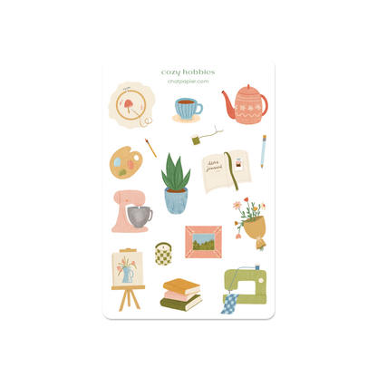 Cozy Hobbies Sticker Sheet