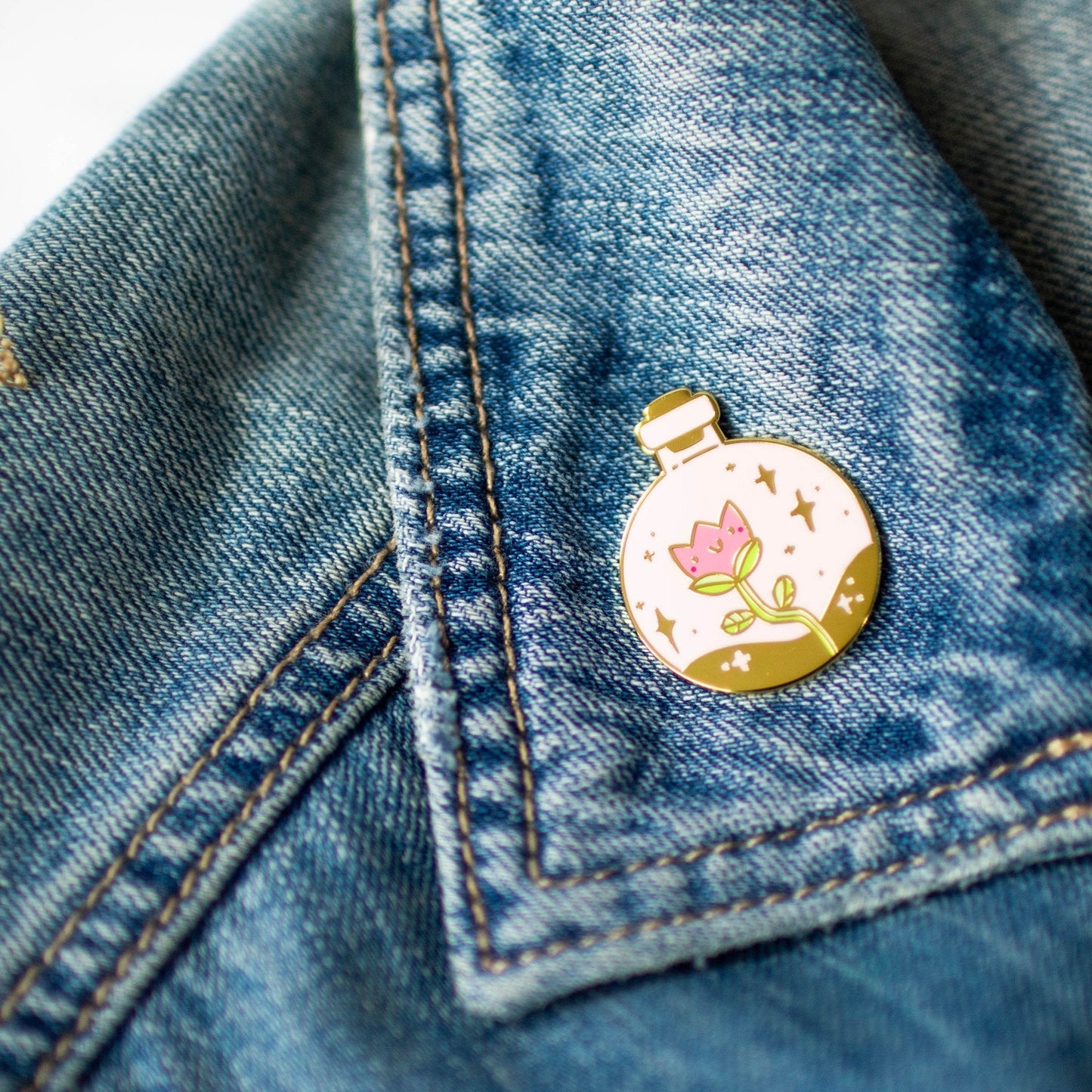 Flower in a Glass Enamel Pin - Light